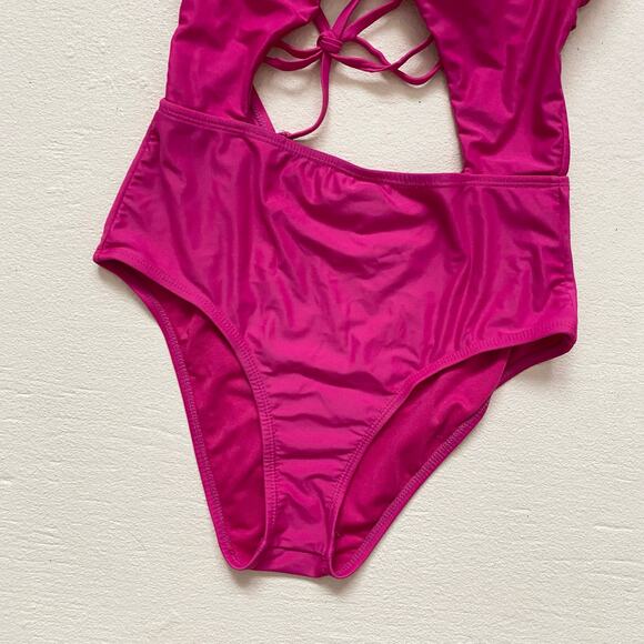 Nordstrom BP Pink Cutout One Piece Swimsuit, Size XS - Picture 3 of 8